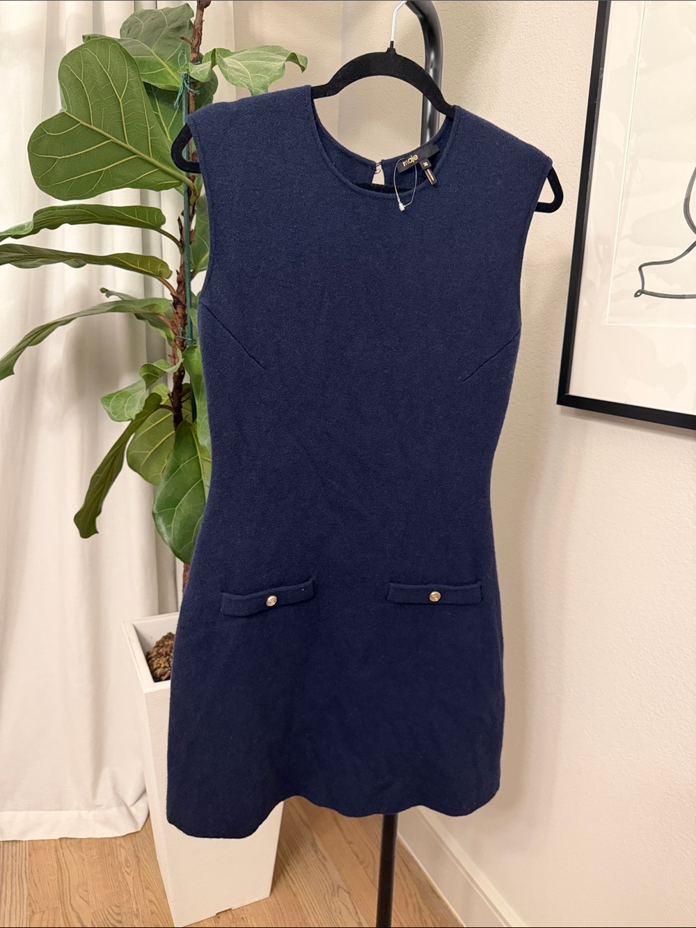 Maje Classic Navy Sleeveless Mini Dress (Stretch size 36)